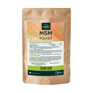 MSM Pulver 400 g Reinheitsgrad 99 % - 1.000 mg pro Tagesdosis (½ Messlöffel) - von Unimedica